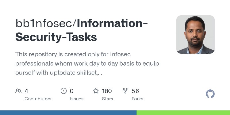 GitHub - bb1nfosec/Information-Security-Tasks: This repository is created only for infosec professionals whom work day to day basis…