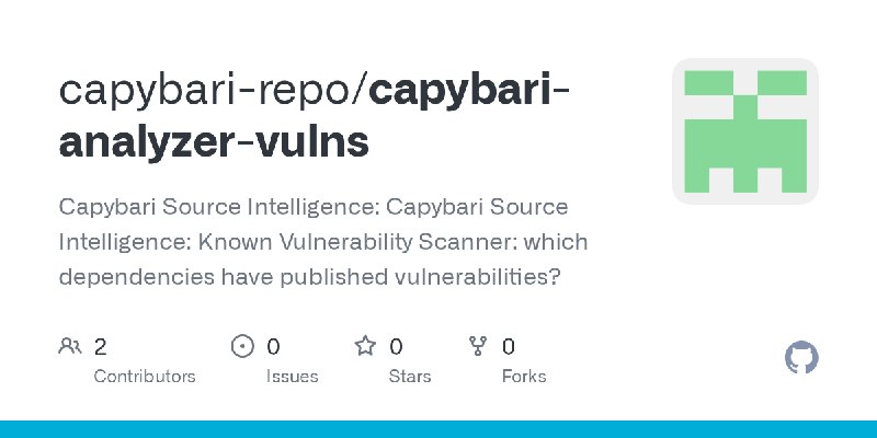 GitHub - capybari-repo/capybari-analyzer-vulns: Capybari Source Intelligence: Capybari Source Intelligence: Known Vulnerability…