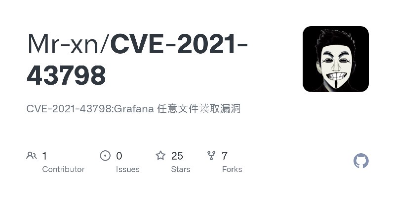 GitHub - Mr-xn/CVE-2021-43798: CVE-2021-43798:Grafana 任意文件读取漏洞