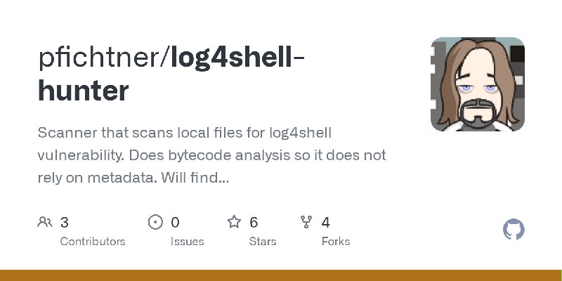 GitHub - pfichtner/log4shell-hunter: Scanner that scans local files for log4shell vulnerability. Does bytecode analysis so it does…
