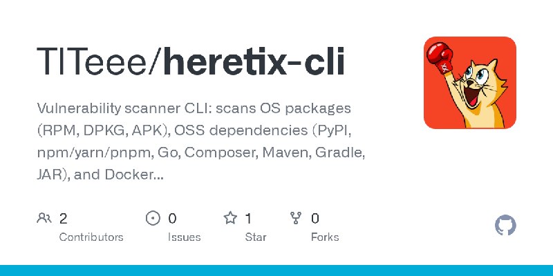 GitHub - TITeee/heretix-cli: Vulnerability scanner CLI: scans OS packages (RPM, DPKG, APK), OSS dependencies (PyPI, npm/yarn/pnpm…