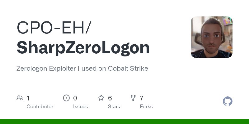GitHub - CPO-EH/SharpZeroLogon: Zerologon Exploiter I used on Cobalt Strike