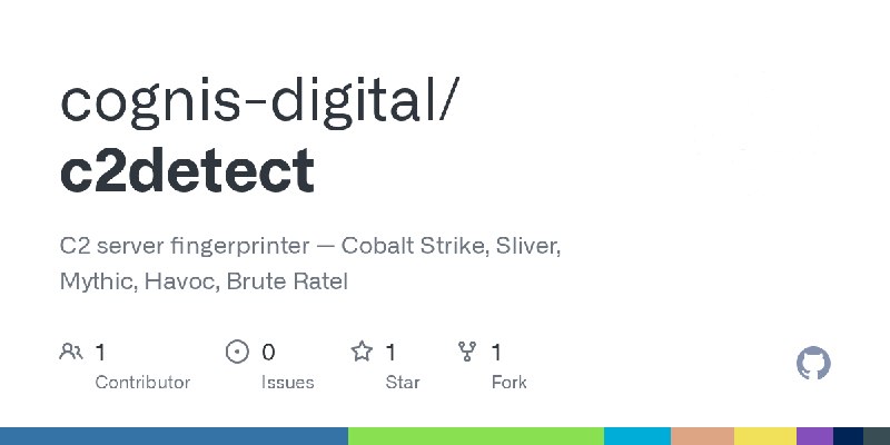GitHub - cognis-digital/c2detect: C2 server fingerprinter — Cobalt Strike, Sliver, Mythic, Havoc, Brute Ratel