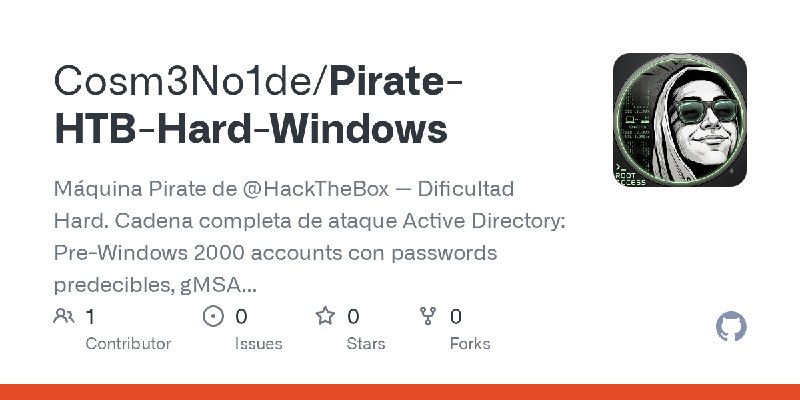GitHub - Cosm3No1de/Pirate-HTB-Hard-Windows: Máquina Pirate de @HackTheBox — Dificultad Hard. Cadena completa de ataque Active…