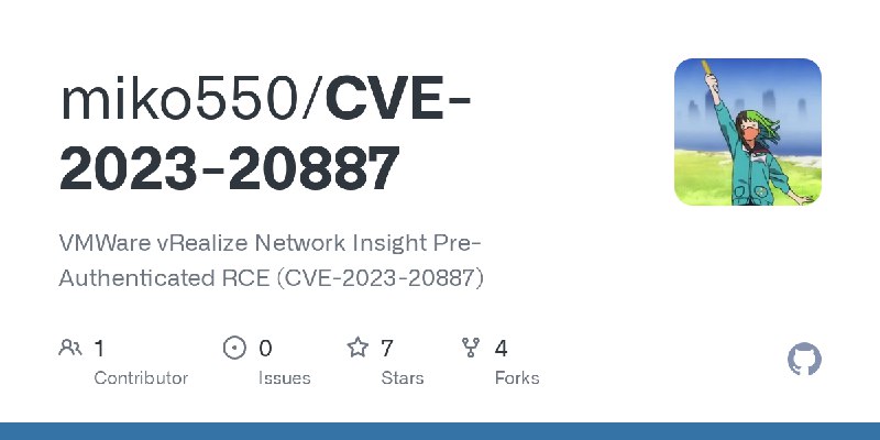 GitHub - miko550/CVE-2023-20887: VMWare vRealize Network Insight Pre-Authenticated RCE (CVE-2023-20887)
