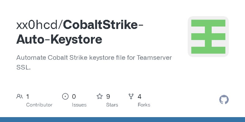 GitHub - xx0hcd/CobaltStrike-Auto-Keystore: Automate Cobalt Strike keystore file for Teamserver SSL.