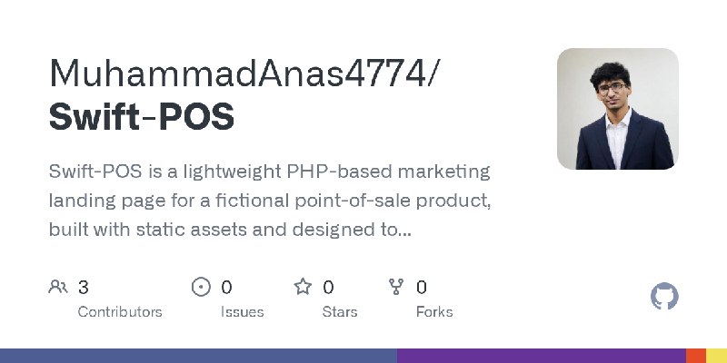 GitHub - MuhammadAnas4774/Swift-POS: Swift-POS is a lightweight PHP-based marketing landing page for a fictional point-of-sale…