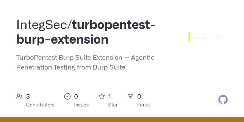 GitHub - IntegSec/turbopentest-burp-extension: TurboPentest Burp Suite Extension — Agentic Penetration Testing from Burp Suite