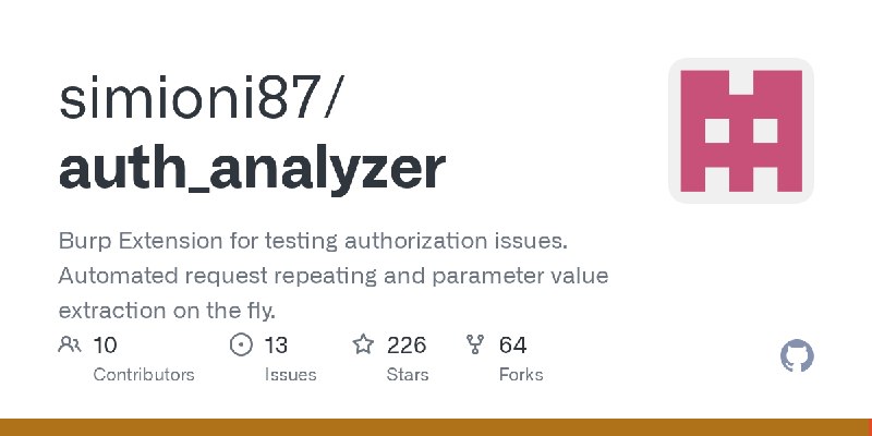 GitHub - simioni87/auth_analyzer: Burp Extension for testing authorization issues. Automated request repeating and parameter value…