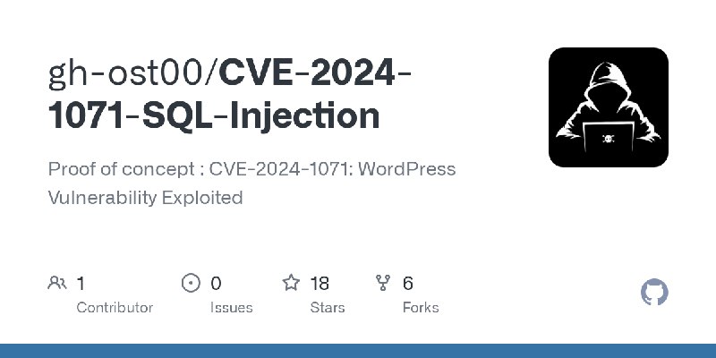 GitHub - gh-ost00/CVE-2024-1071-SQL-Injection: Proof of concept : CVE-2024-1071: WordPress Vulnerability Exploited