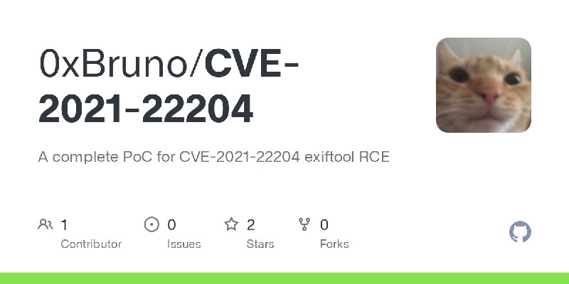 GitHub - 0xBruno/CVE-2021-22204: A complete PoC for CVE-2021-22204 exiftool RCE