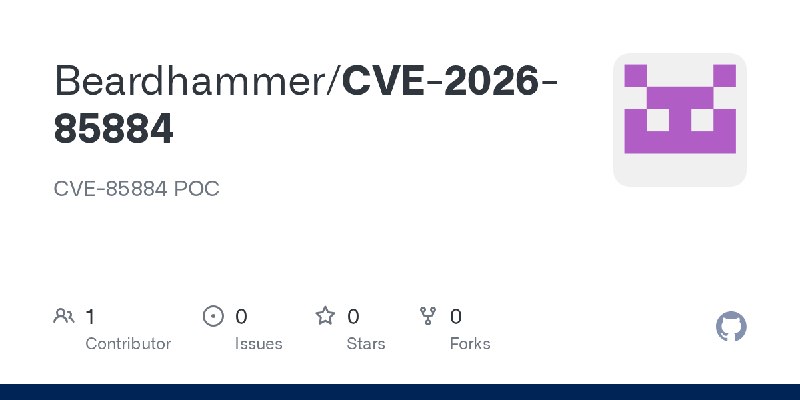 GitHub - Beardhammer/CVE-2026-85884: CVE-85884 POC