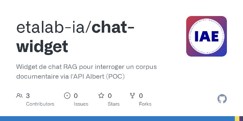 GitHub - etalab-ia/chat-widget: Widget de chat RAG pour interroger un corpus documentaire via l'API Albert (POC)