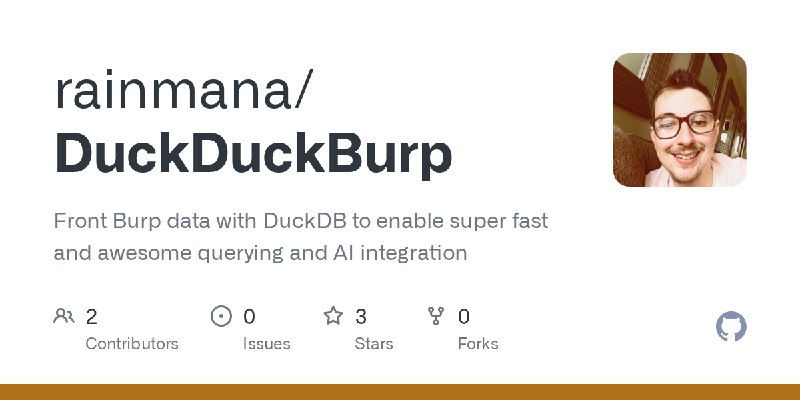 GitHub - rainmana/DuckDuckBurp: Front Burp data with DuckDB to enable super fast and awesome querying and AI integration