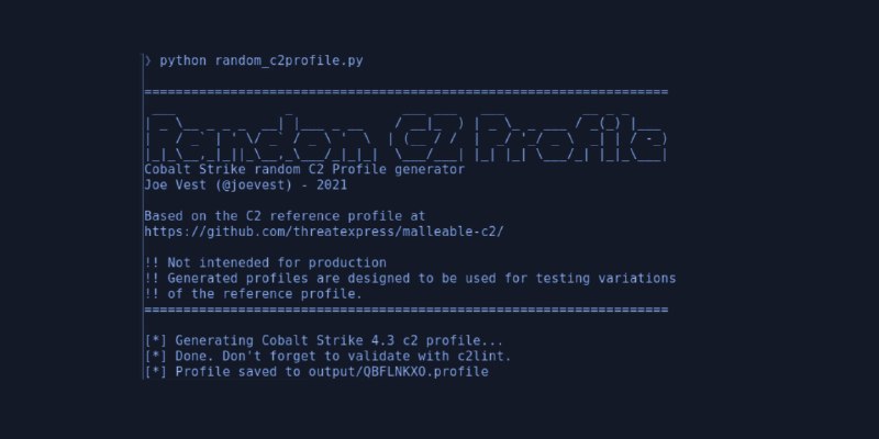 GitHub - threatexpress/random_c2_profile: Cobalt Strike random C2 Profile generator
