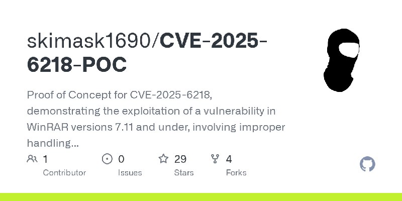GitHub - skimask1690/CVE-2025-6218-POC: Proof of Concept for CVE-2025-6218, demonstrating the exploitation of a vulnerability in…