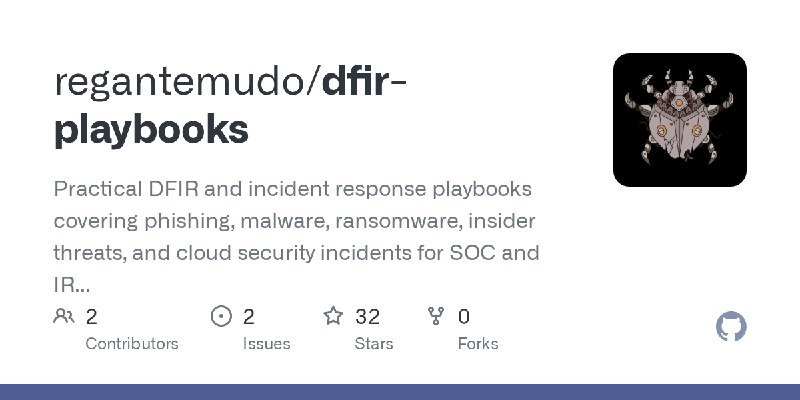 GitHub - regantemudo/dfir-playbooks: Practical DFIR and incident response playbooks covering phishing, malware, ransomware, insider…