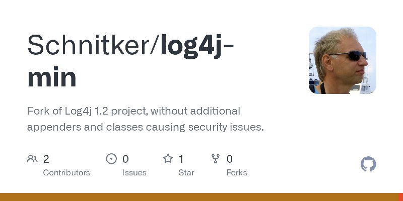 GitHub - Schnitker/log4j-min: Fork of Log4j 1.2 project, without additional appenders and classes causing security issues.
