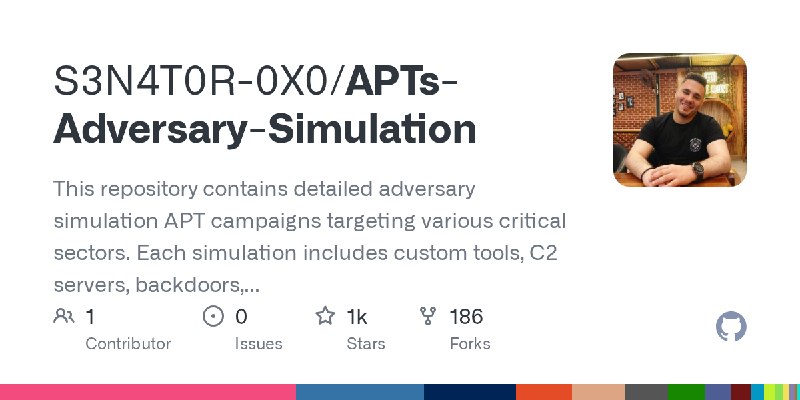 GitHub - S3N4T0R-0X0/APTs-Adversary-Simulation: This repository contains detailed adversary simulation APT campaigns targeting…