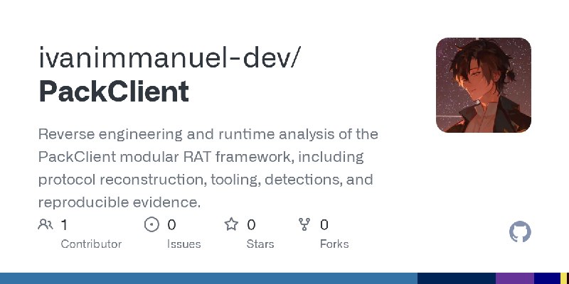 GitHub - ivanimmanuel-dev/PackClient: Reverse engineering and runtime analysis of the PackClient modular RAT framework, including…