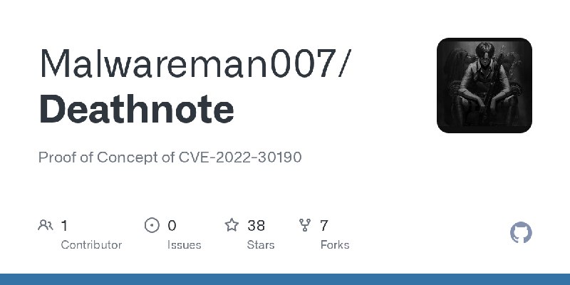 GitHub - Malwareman007/Deathnote: Proof of Concept of CVE-2022-30190