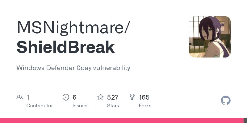 GitHub - MSNightmare/ShieldBreak: Windows Defender 0day vulnerability