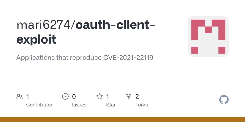 GitHub - mari6274/oauth-client-exploit: Applications that reproduce CVE-2021-22119