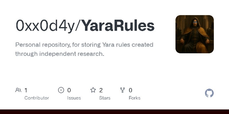 GitHub - 0xx0d4y/YaraRules: Personal repository, for storing Yara rules created through independent research.