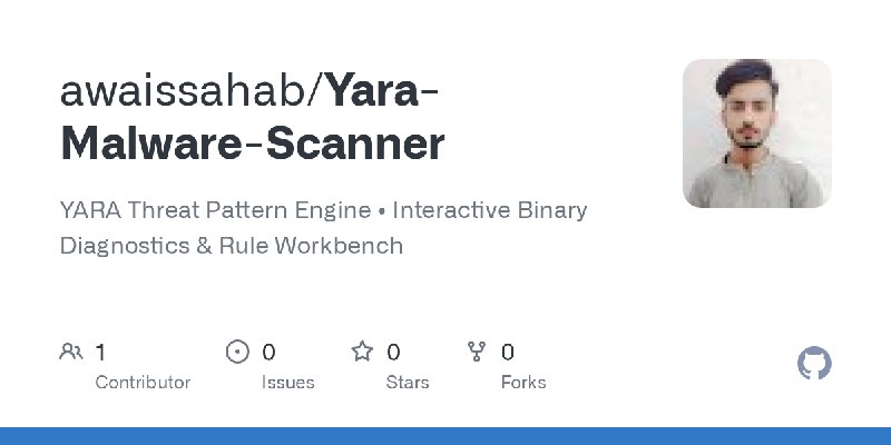 GitHub - awaissahab/Yara-Malware-Scanner: YARA Threat Pattern Engine • Interactive Binary Diagnostics & Rule Workbench