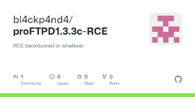 GitHub - bl4ckp4nd4/proFTPD1.3.3c-RCE: RCE backdoored or whatever