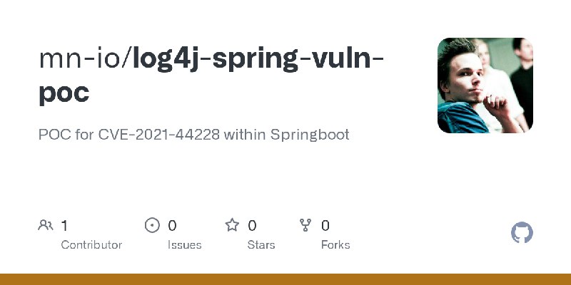 GitHub - mn-io/log4j-spring-vuln-poc: POC for CVE-2021-44228 within Springboot
