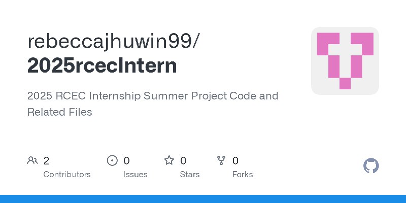 GitHub - rebeccajhuwin99/2025rcecIntern: 2025 RCEC Internship Summer Project Code and Related Files