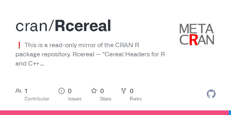 GitHub - cran/Rcereal: :exclamation:&nbsp;This&nbsp;is&nbsp;a&nbsp;read-only&nbsp;mirror&nbsp;of&nbsp;the&nbsp;CRAN&nbsp;R&nbsp;package&nbsp;repository.  Rcereal&nbsp;—&nbsp;