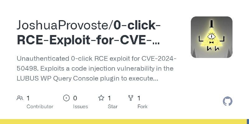 GitHub - JoshuaProvoste/0-click-RCE-Exploit-for-CVE-2024-50498: Unauthenticated 0-click RCE exploit for CVE-2024-50498. Exploits…