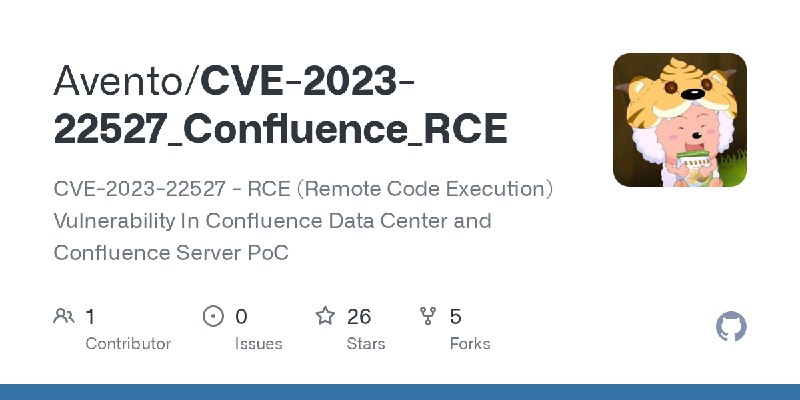 GitHub - Avento/CVE-2023-22527_Confluence_RCE: CVE-2023-22527 - RCE (Remote Code Execution) Vulnerability In Confluence Data Center…