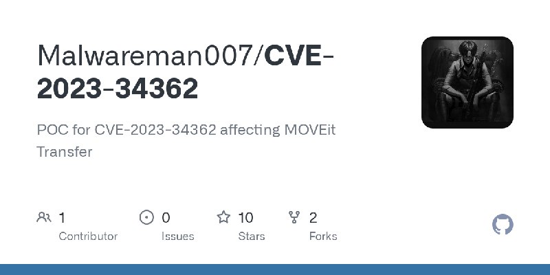 GitHub - Malwareman007/CVE-2023-34362: POC for CVE-2023-34362 affecting MOVEit Transfer