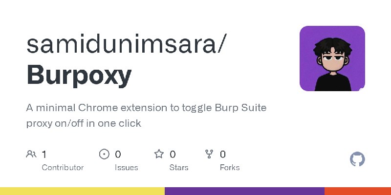 GitHub - samidunimsara/Burpoxy: A minimal Chrome extension to toggle Burp Suite proxy on/off in one click