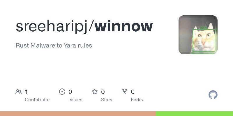 GitHub - sreeharipj/winnow: Rust Malware to Yara rules