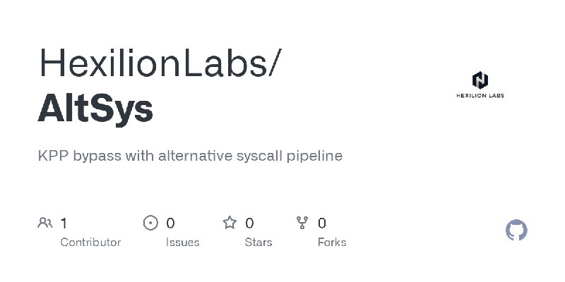 GitHub - HexilionLabs/AltSys: KPP bypass with alternative syscall pipeline