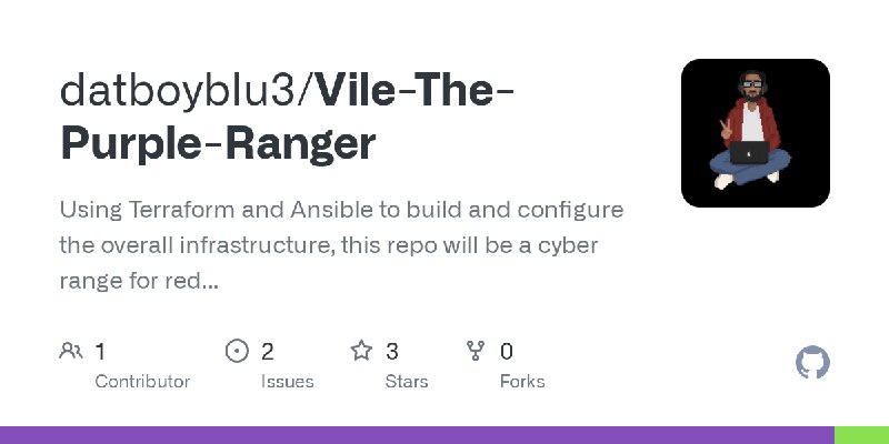 GitHub - datboyblu3/Vile-The-Purple-Ranger: Using Terraform and Ansible to build and configure the overall infrastructure, this…
