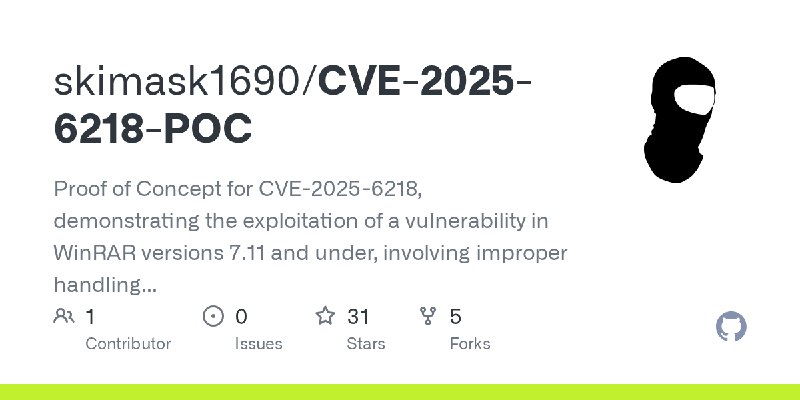 GitHub - skimask1690/CVE-2025-6218-POC: Proof of Concept for CVE-2025-6218, demonstrating the exploitation of a vulnerability in…