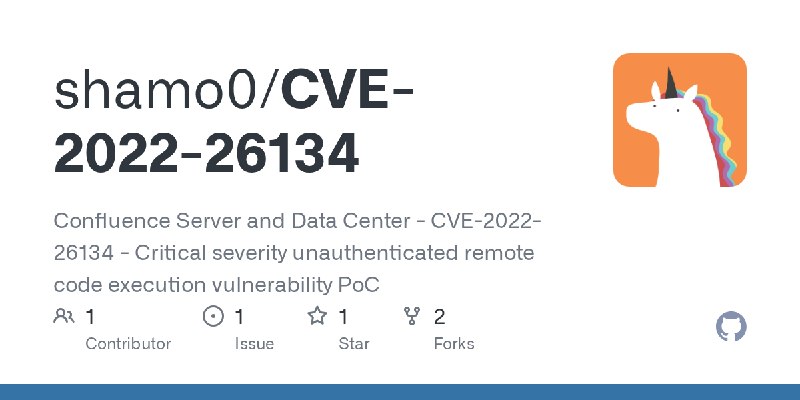 GitHub - shamo0/CVE-2022-26134: Confluence Server and Data Center - CVE-2022-26134 - Critical severity unauthenticated remote code…