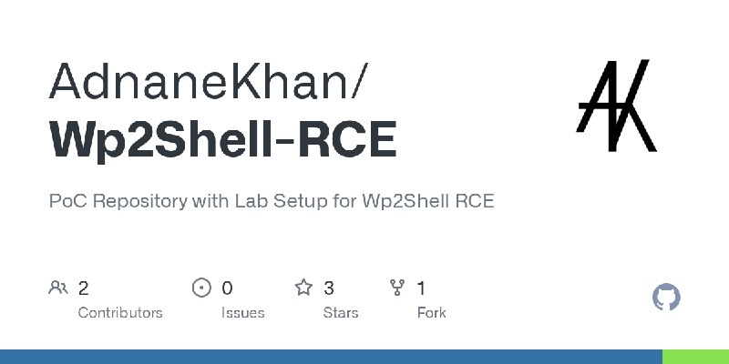 GitHub - AdnaneKhan/Wp2Shell-RCE: PoC Repository with Lab Setup for Wp2Shell RCE