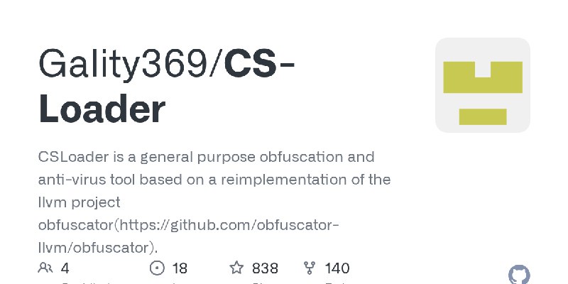 GitHub - Gality369/CS-Loader: CSLoader is a general purpose obfuscation and anti-virus tool based on a reimplementation of the…