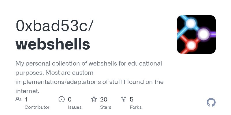GitHub - 0xbad53c/webshells: My personal collection of webshells for educational purposes. Most are custom implementations/adaptations…