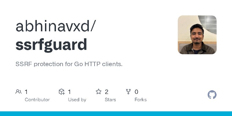 GitHub - abhinavxd/ssrfguard: SSRF protection for Go HTTP clients.
