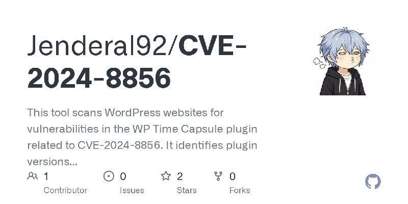 GitHub - Jenderal92/CVE-2024-8856: This tool scans WordPress websites for vulnerabilities in the WP Time Capsule plugin related…