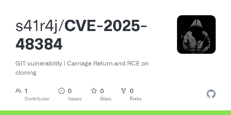 GitHub - s41r4j/CVE-2025-48384: GIT vulnerability | Carriage Return and RCE on cloning