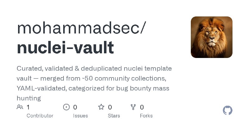 GitHub - mohammadsec/nuclei-vault: Curated, validated & deduplicated nuclei template vault — merged from ~50 community collections…