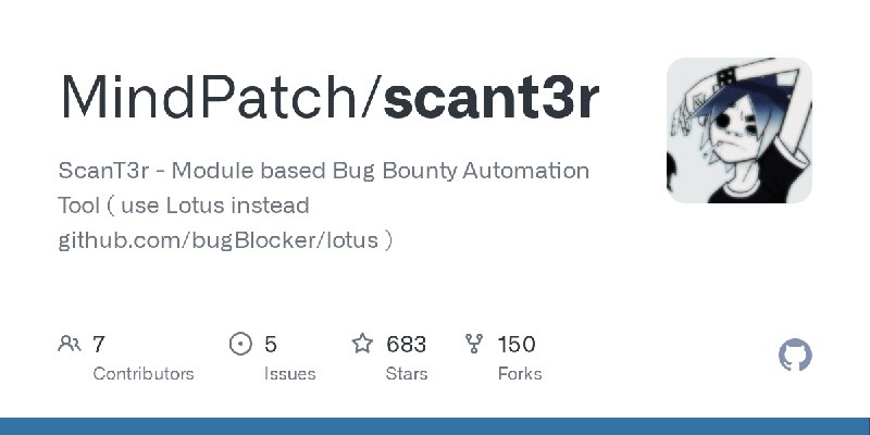 GitHub - MindPatch/scant3r: ScanT3r - Module based Bug Bounty Automation Tool ( use Lotus instead github.com/bugBlocker/lotus )